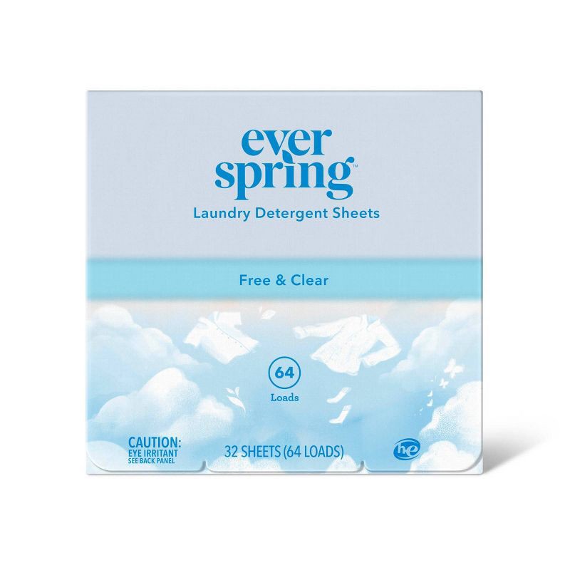 slide 1 of 3, Free & Clear Laundry Detergent Sheets - 64 Loads - Everspring™, 1 ct