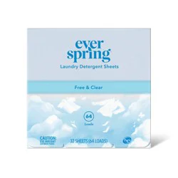 Free & Clear Laundry Detergent Sheets - 64 Loads - Everspring™