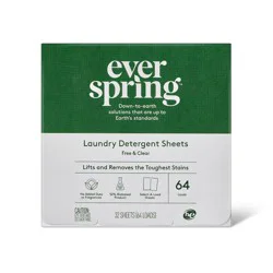 Free & Clear Laundry Detergent Sheets - 64 Loads - Everspring™