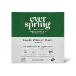 Free & Clear Laundry Detergent Sheets - 64 Loads - Everspring™