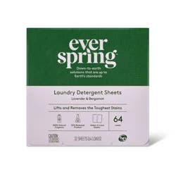 Lavender & Bergamot Laundry Detergent Sheets - 64 Loads - Everspring™: Paraben-Free, Bleach-Free, Non-Toxic