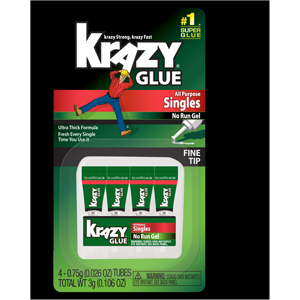 slide 1 of 1, Krazy Glue Singles, 4 ct