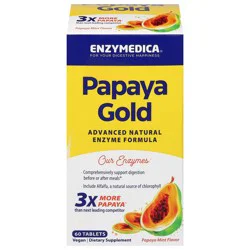 Enzymedica Vegan Papaya Mint Flavor Papaya Gold 60 Tablets