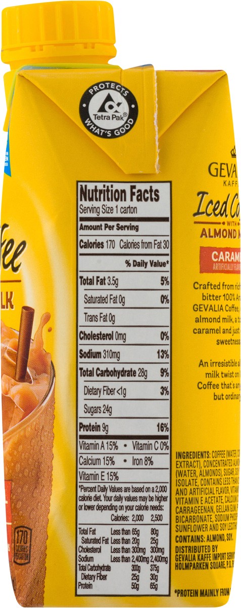 slide 4 of 13, Gevalia Caramel Iced Coffee with Almond Milk, Caffeinated, 11.1 fl oz Carton, 11.1 fl oz