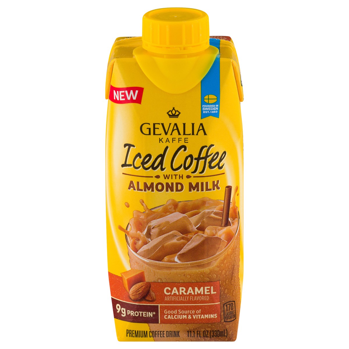 slide 5 of 13, Gevalia Caramel Iced Coffee with Almond Milk, Caffeinated, 11.1 fl oz Carton, 11.1 fl oz