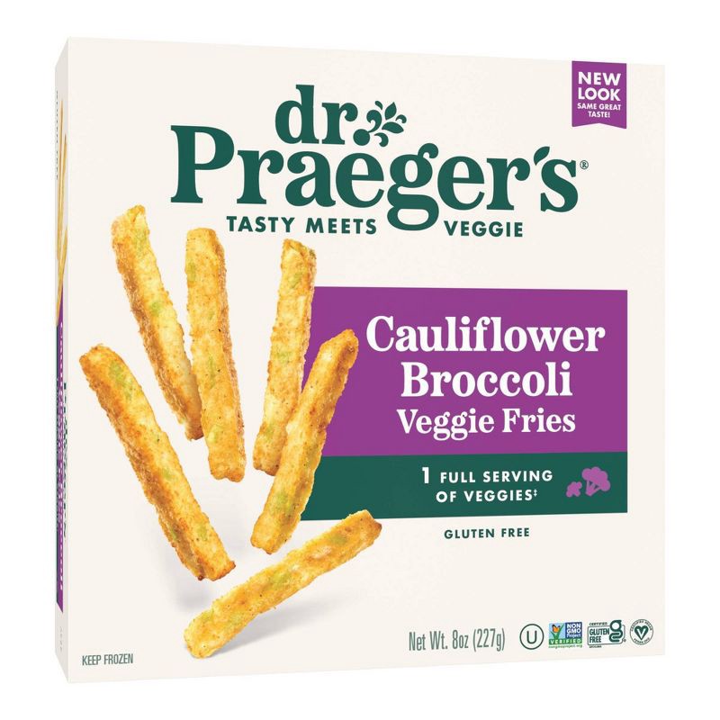 slide 1 of 4, Dr. Praeger's Frozen Gluten Free Vegan Cauliflower Broccoli Veggie Fries - 8oz, 8 oz