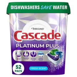 Cascade Fresh Platinum Plus Action Pacs Dishwasher Detergents - 52ct