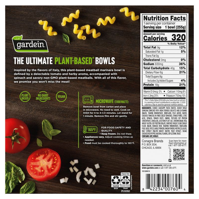slide 4 of 6, Gardein Ultimate Vegan Frozen Bowl Meatless Meatball Marinara - 9oz, 9 oz