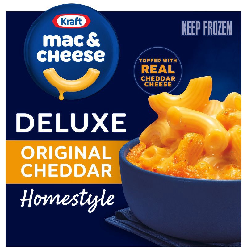 slide 1 of 9, Kraft Deluxe Original Cheddar Mac and Cheese Frozen Meal - 12oz, 12 oz