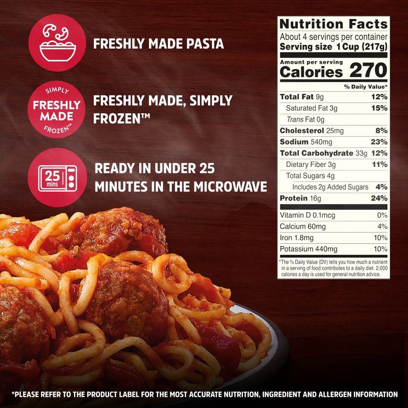 slide 4 of 8, Stouffer's Frozen Family Size Spaghetti with Meatballs - 30oz, 30 oz