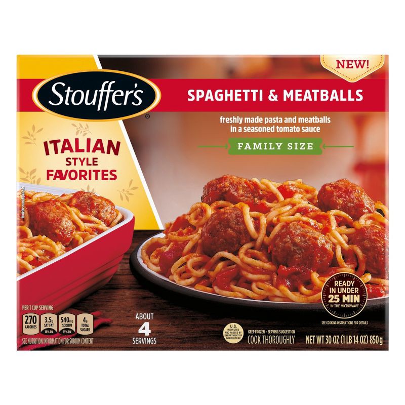 slide 7 of 8, Stouffer's Frozen Family Size Spaghetti with Meatballs - 30oz, 30 oz