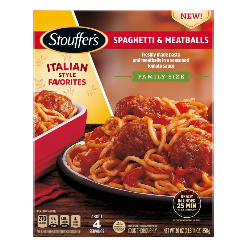 slide 8 of 8, Stouffer's Frozen Family Size Spaghetti with Meatballs - 30oz, 30 oz