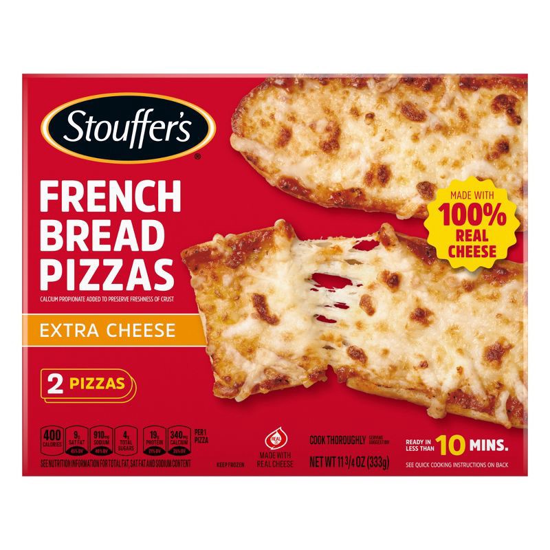 slide 7 of 10, Stouffer's French Bread Pizza Frozen Extra Cheese Pizza - 11.75oz, 11.75 oz