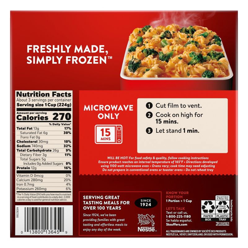 slide 6 of 11, Stouffer's Sides Broccoli Cheddar Frozen Pasta Bake - 24oz, 24 oz