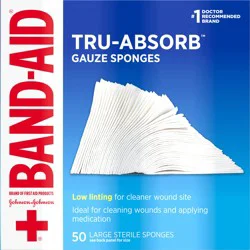 BAND-AID Band Aid Brand First Aid Tru-Absorb Gauze Sponges, 4 in x 4 in, 50 ct