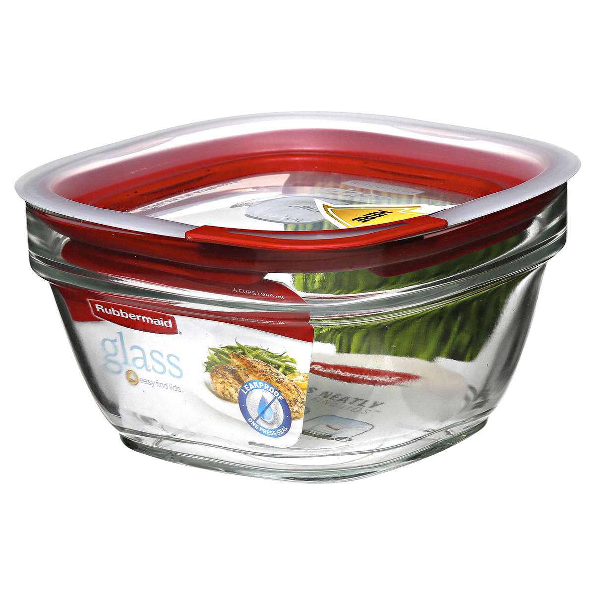 slide 2 of 4, Rubbermaid Easy Find Lids Glass Food Storage Container 4 Cup, 1 ct
