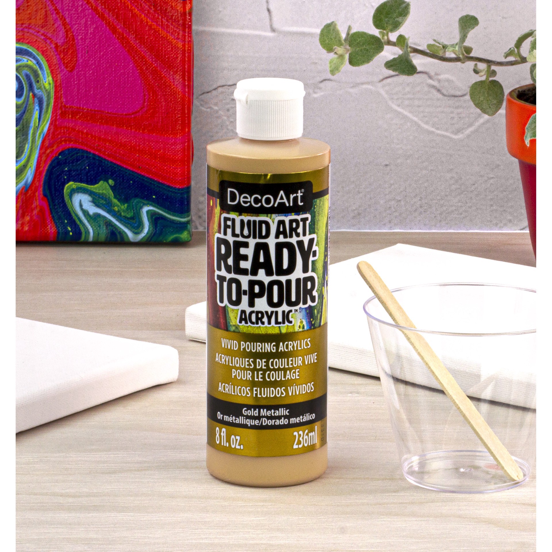 slide 3 of 3, Decoart Fluid Art Ready-To-Pour Acrylic Paint, 8 fl oz