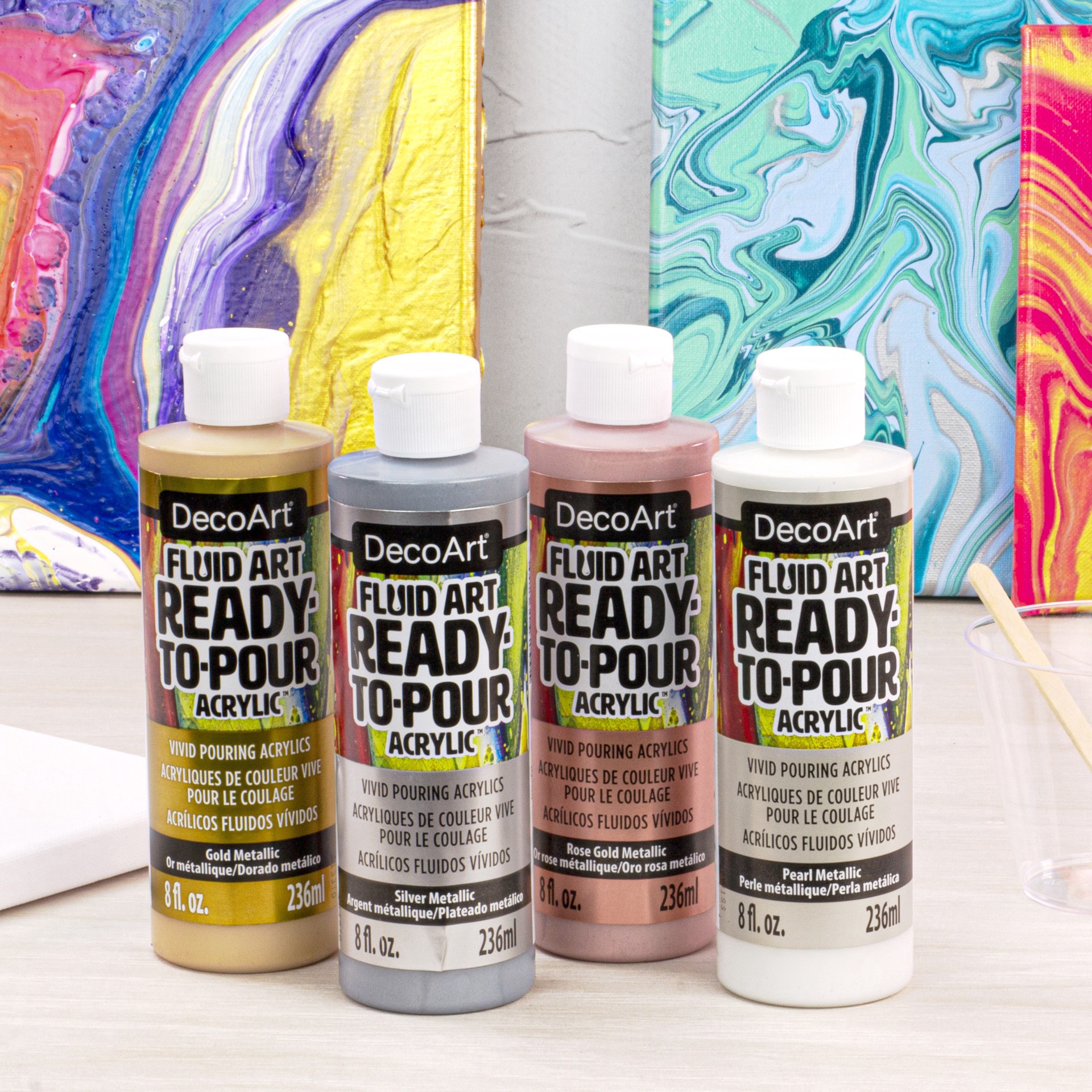 slide 2 of 3, Decoart Fluid Art Ready-To-Pour Acrylic Paint, 8 fl oz