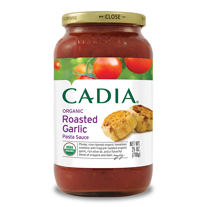 slide 1 of 1, Cadia Organic Roasted Garlic Pasta Sauce, 25 oz