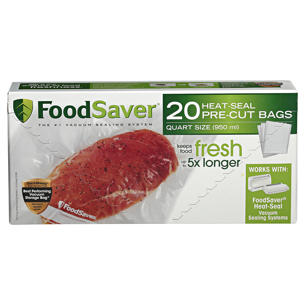 slide 4 of 8, FoodSaver Quart Heat-Seal Bags, 20 ct; 1 qt