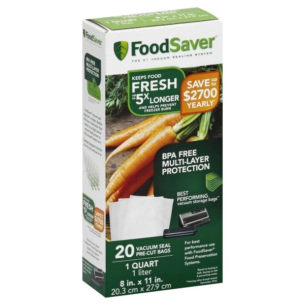 slide 1 of 40, FoodSaver Vacuum Seal Pre-Cut Bags 20 ea, 20 ct