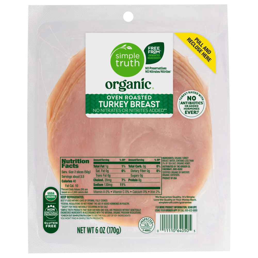 slide 2 of 4, Simple Truth Organic Oven Roasted Turkey Breast, 6 oz