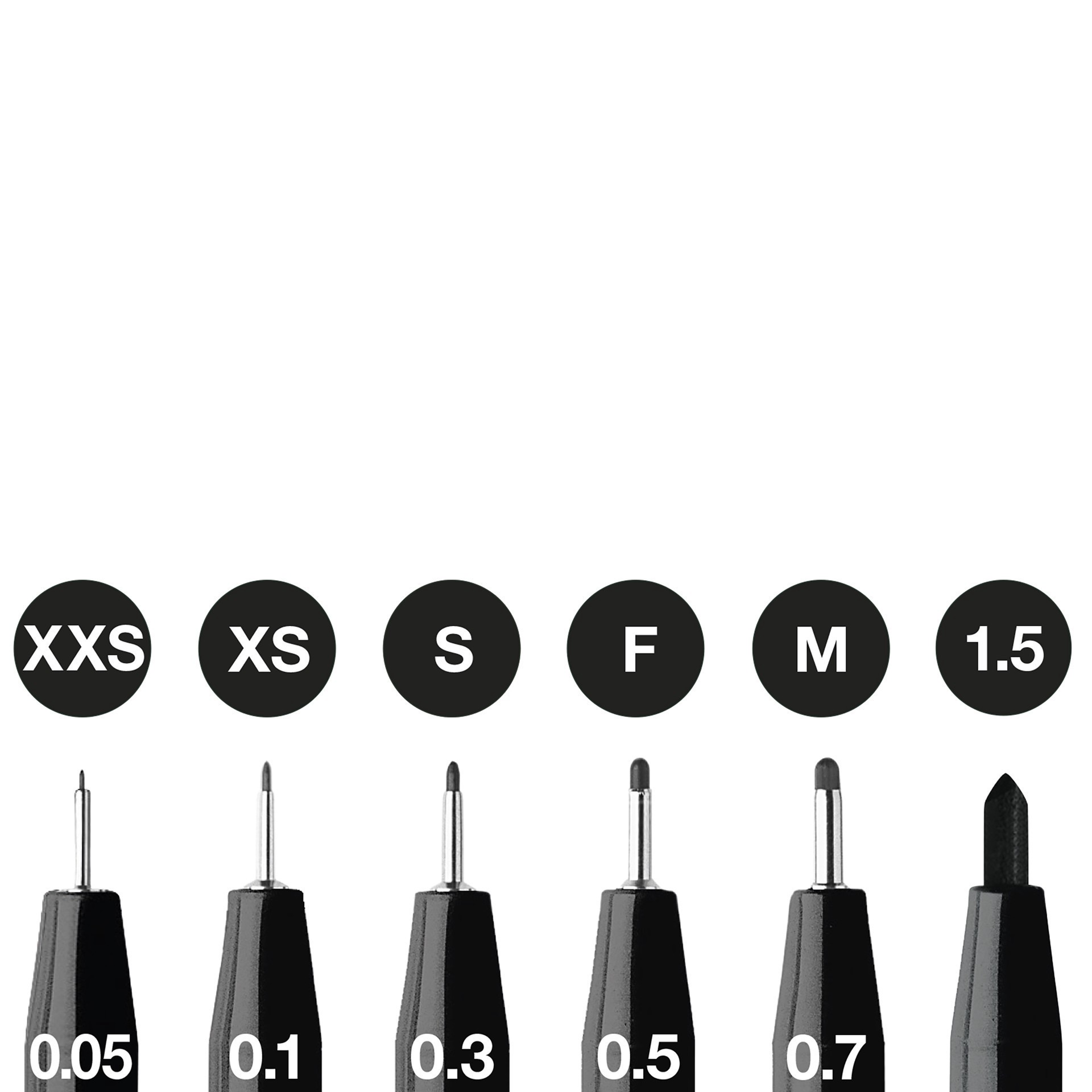 slide 2 of 3, Faber-Castell Pitt 0.05mm-1.5mm Black 6 Piece Artist Pen Set, 0.05mm