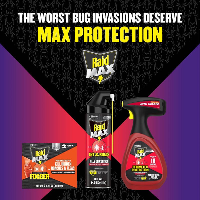 slide 9 of 13, Raid Max Ant and Roach Killer Bug Spray - 14.5oz, 14.5 oz
