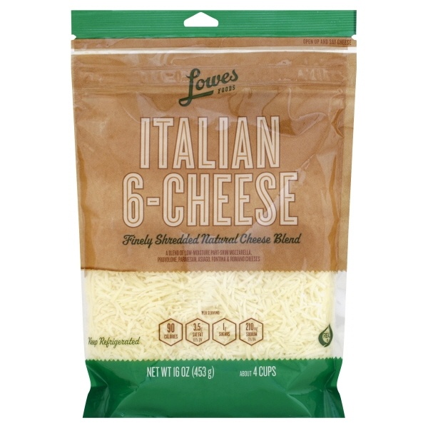 slide 1 of 1, Lowes Foods Fancy Shredded Italian Six Cheese, 16 oz