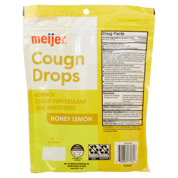 slide 4 of 9, Meijer Honey Lemon Cough Drops, 200 ct