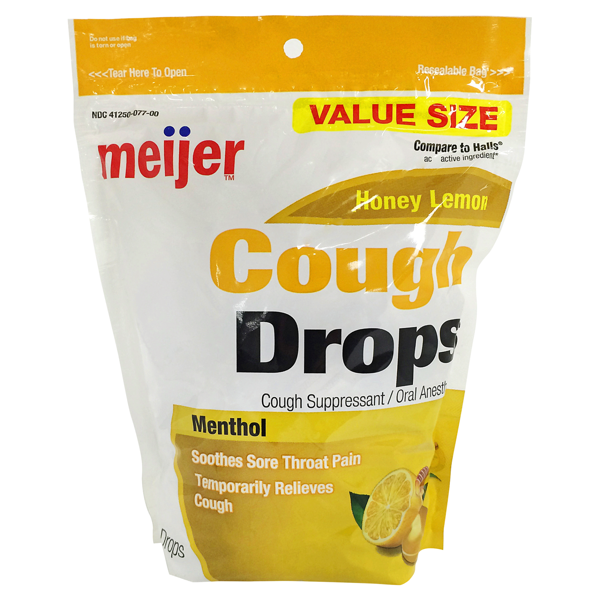 slide 1 of 1, Meijer Honey Lemon Cough Drops, 200 ct