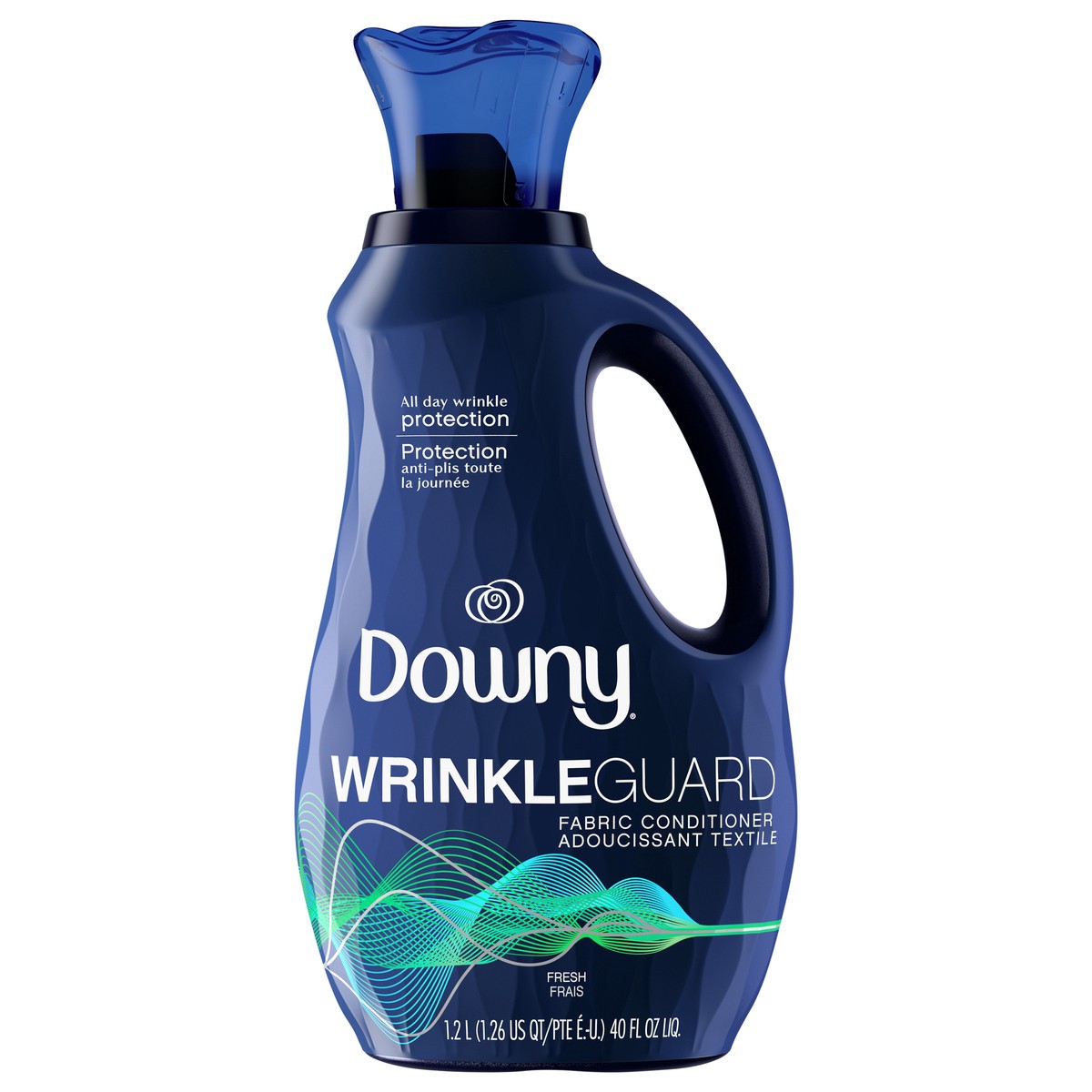 slide 1 of 9, Downy WrinkleGuard Liquid Fabric Softener and Conditioner, Fresh, 40 fl oz. Bottle, 40 fl oz