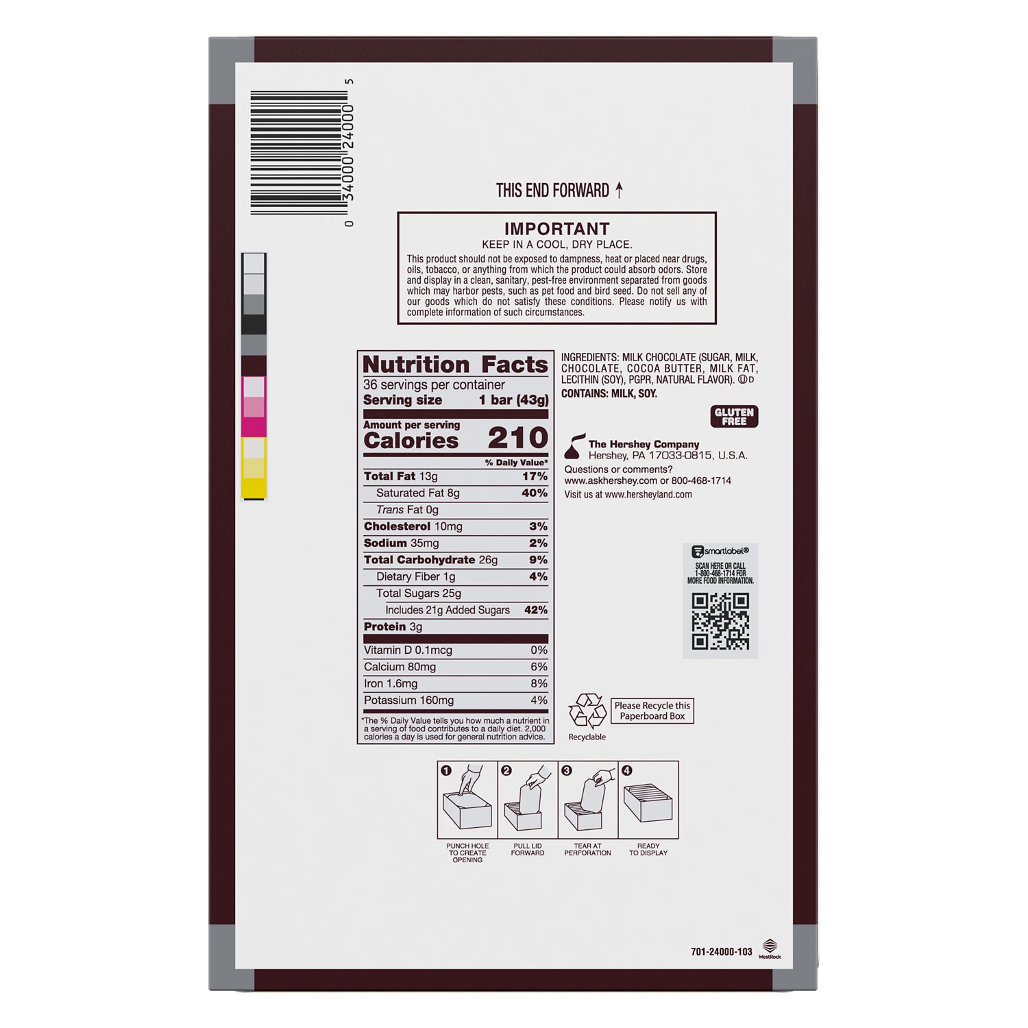 slide 7 of 8, Hershey's Milk Chocolate Bars Wrapper 36 - 1.55 oz Bars, 1.55 oz