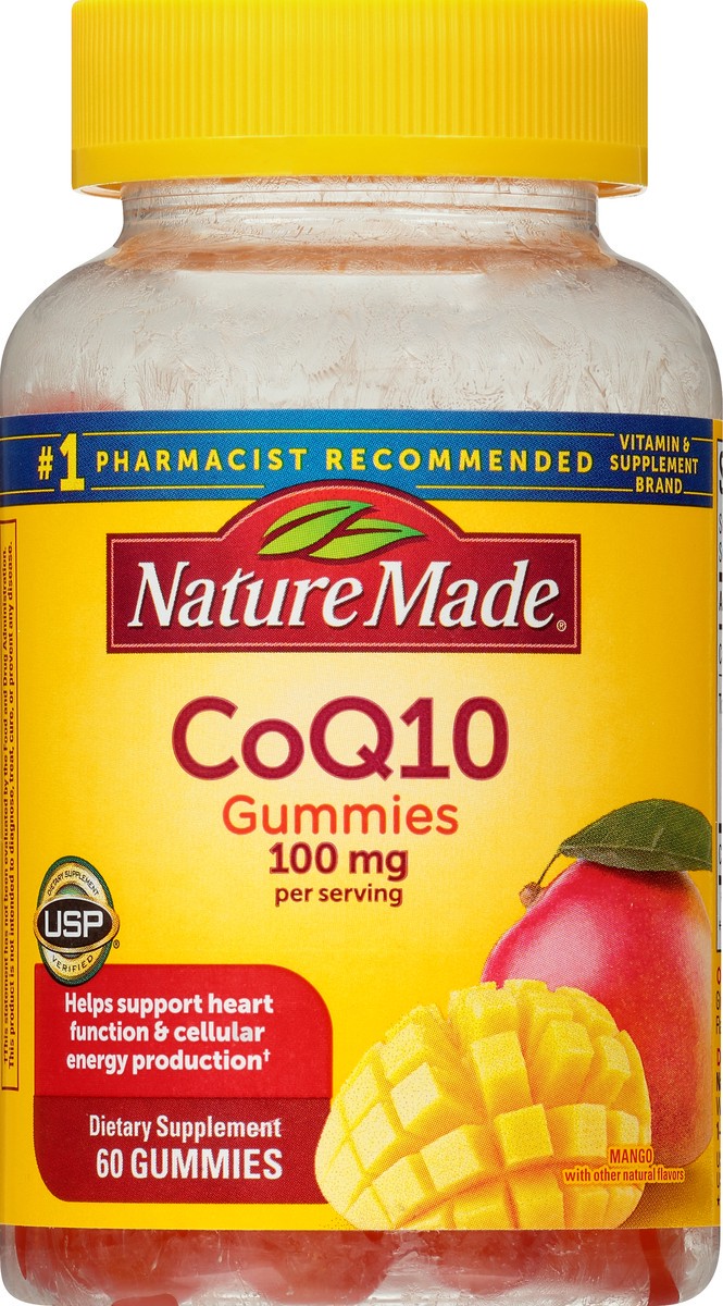 slide 7 of 9, Nature Made CoQ10 100 mg Gummies, 60 Count for Heart Health and Cellular Energy Production, 60 ct