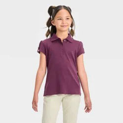 Girls' Short Sleeve Interlock Uniform Polo Shirt - Cat & Jack™ Burgundy XL