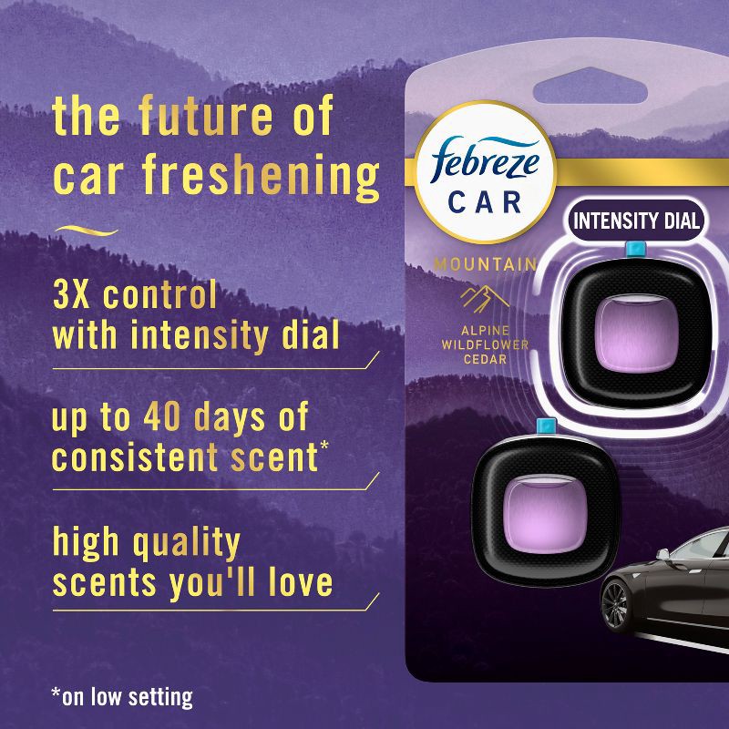 slide 2 of 12, Febreze Car Vent Clip Air Freshener - Mountain - 0.14 fl oz/2pk, 0.14 fl oz, 2 ct