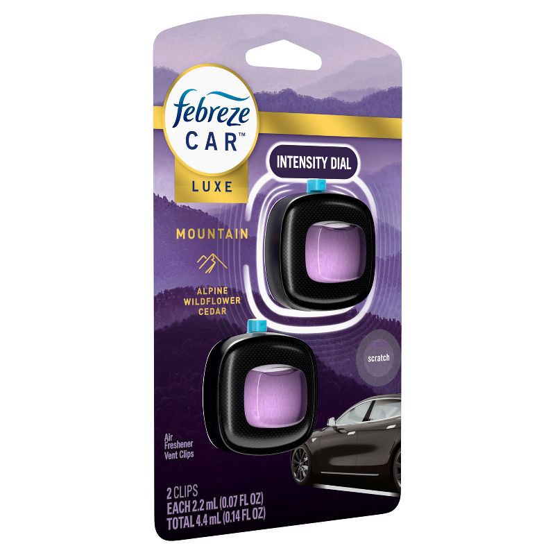 slide 10 of 12, Febreze Car Vent Clip Air Freshener - Mountain - 0.14 fl oz/2pk, 0.14 fl oz, 2 ct