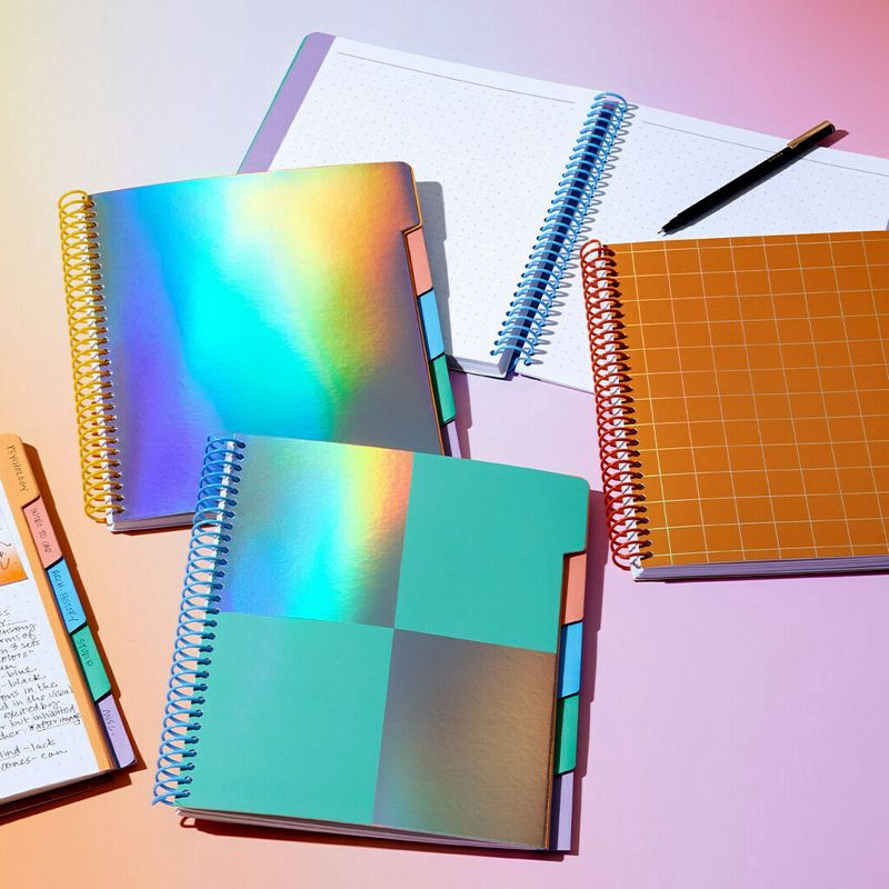 slide 3 of 8, Post-it 200 Page Dot Grid Tabbed Notebooks 8"x10" Iridescent, 1 ct