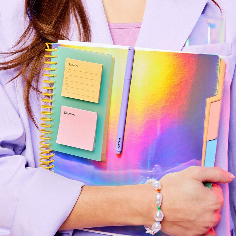 slide 7 of 8, Post-it 200 Page Dot Grid Tabbed Notebooks 8"x10" Iridescent, 1 ct