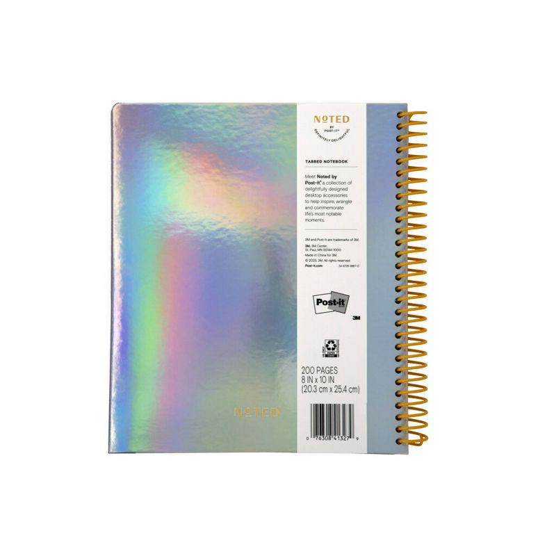 slide 6 of 8, Post-it 200 Page Dot Grid Tabbed Notebooks 8"x10" Iridescent, 1 ct