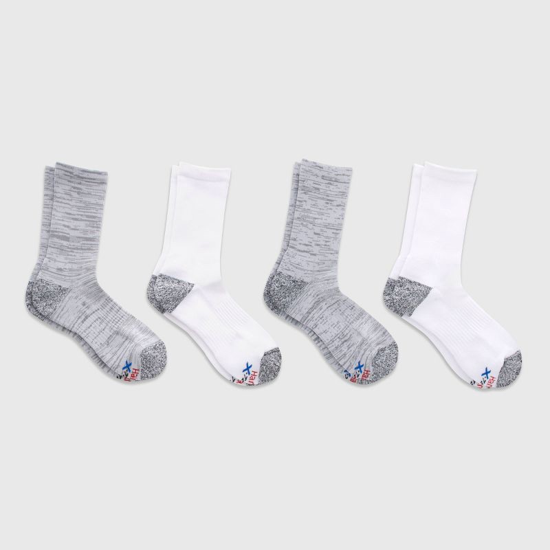 slide 5 of 5, Hanes Premium Hanes Moves Premium Men's Performance Crew Socks 4pk - Gray 6-12: Breathable, Moisture Wicking, Arch Support, 4 ct
