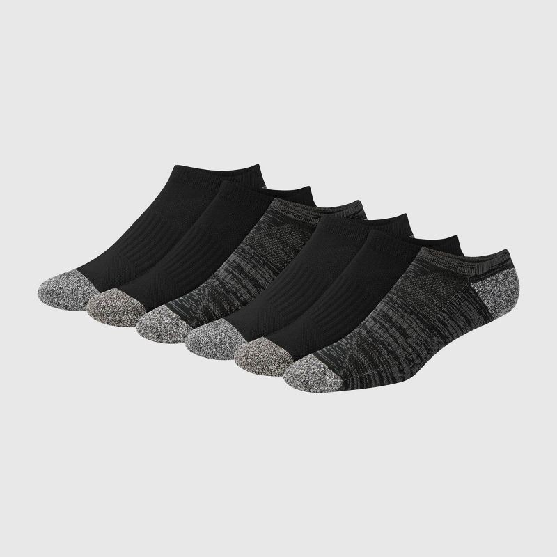 slide 4 of 5, Hanes Premium Men's Performance Filament No Show Socks 6pk - Black 6-12: Lightweight, Moisture Wicking, Arch Support, 6 ct