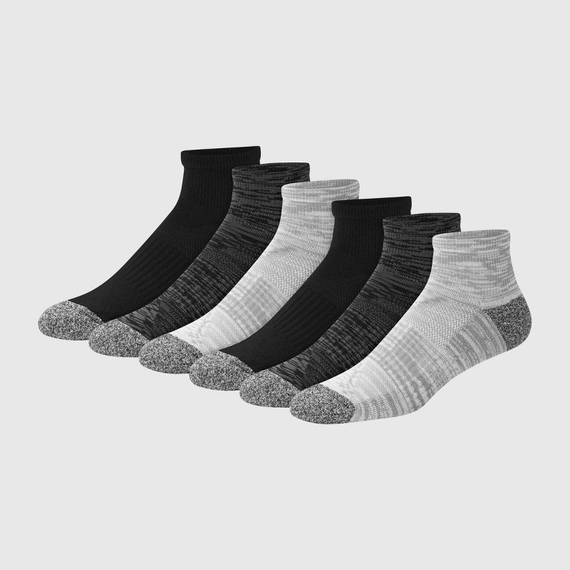 slide 4 of 5, Hanes Premium Hanes Moves Premium Men's Performance Ankle Socks 6pk - Charcoal Gray 6-12: Breathable, Moisture Wicking, Cushioned, 6 ct