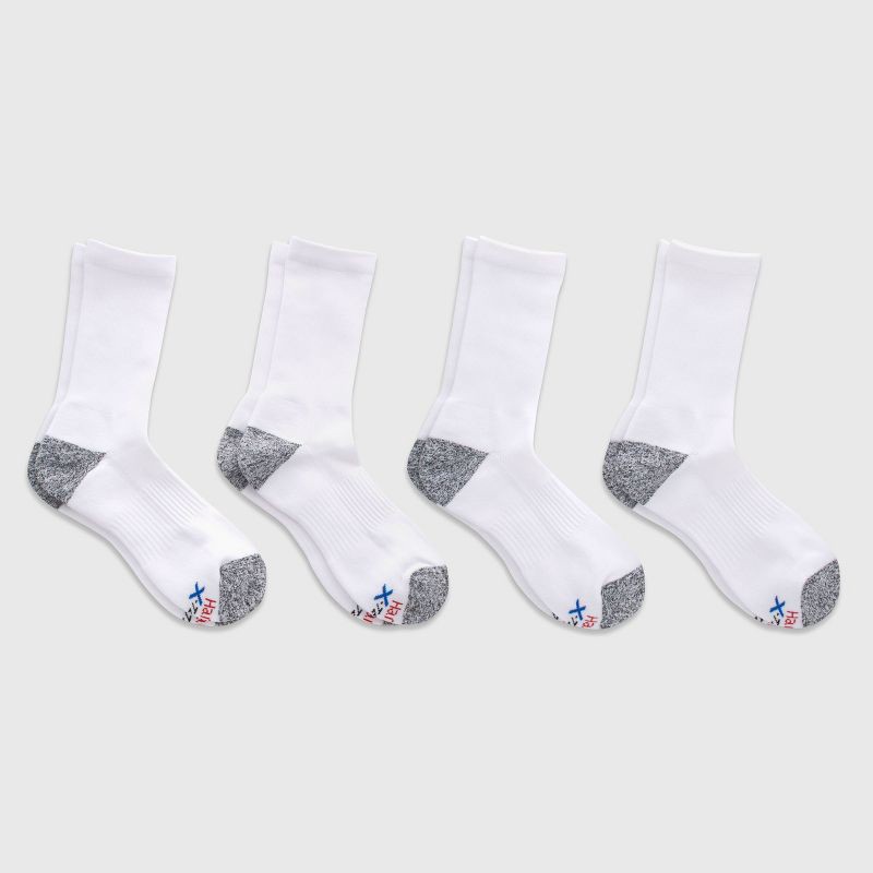 slide 2 of 4, Hanes Premium Hanes Moves Premium Men's Performance Crew Socks 4pk - White 6-12: Breathable, Moisture Wicking, Arch Support, 4 ct