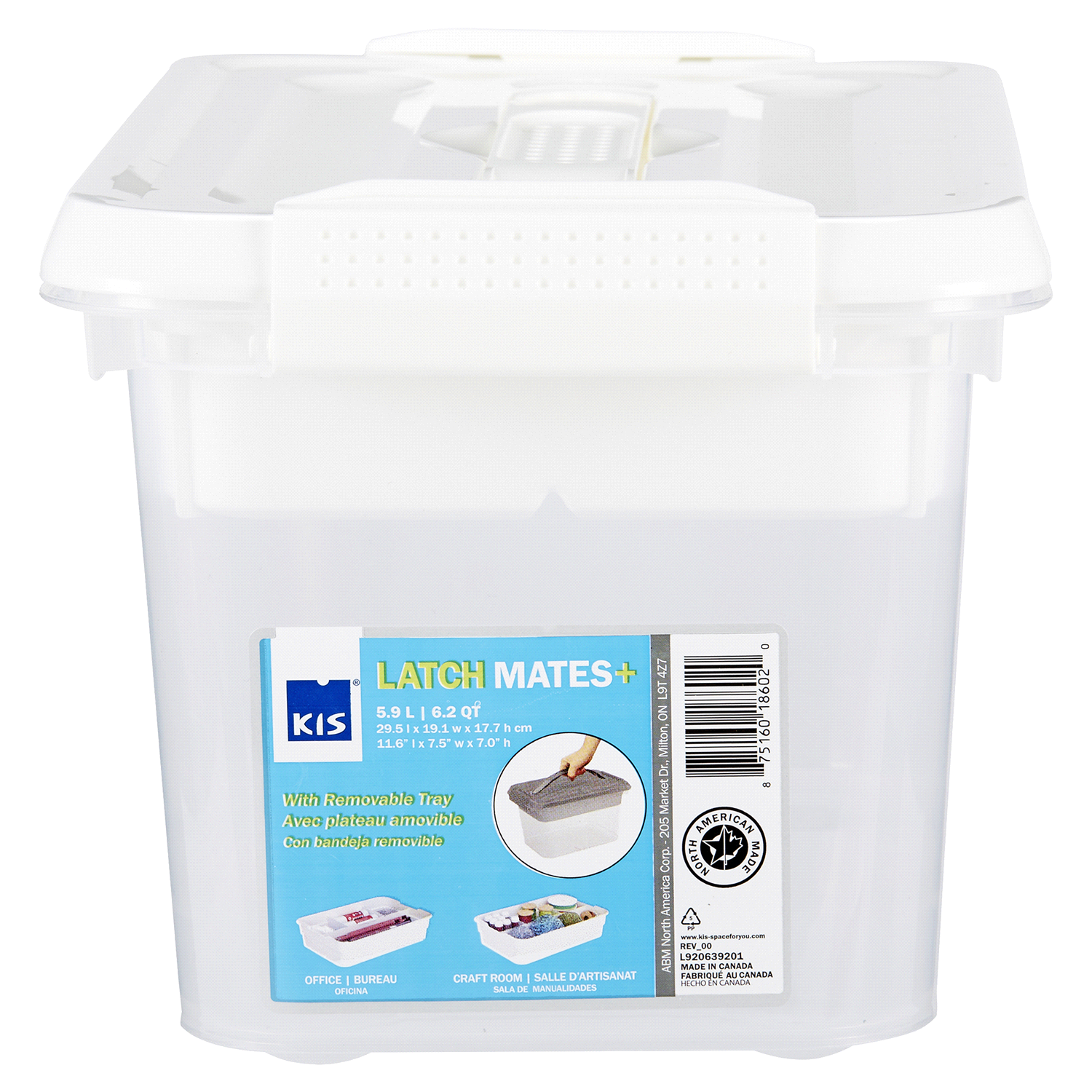 slide 1 of 5, KIS Latch Mates+ with Removable Tray, 6.2 qt