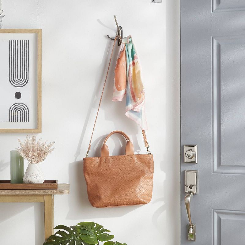 slide 2 of 3, Modern Octopus Swivel Hook Nickel - Brightroom™: Cast Aluminum Decorative Wall Hook, Matte Silver, 15lb Capacity, 15 lb