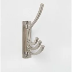 Modern Octopus Swivel Hook Nickel - Brightroom™: Cast Aluminum Decorative Wall Hook, Matte Silver, 15lb Capacity