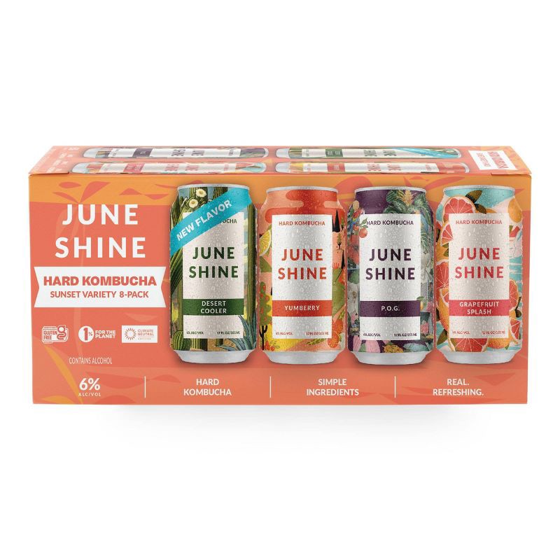 slide 1 of 5, JuneShine Hard Kombucha Sunset Variety - 8pk/12 fl oz cans, 8 ct; 12 fl oz