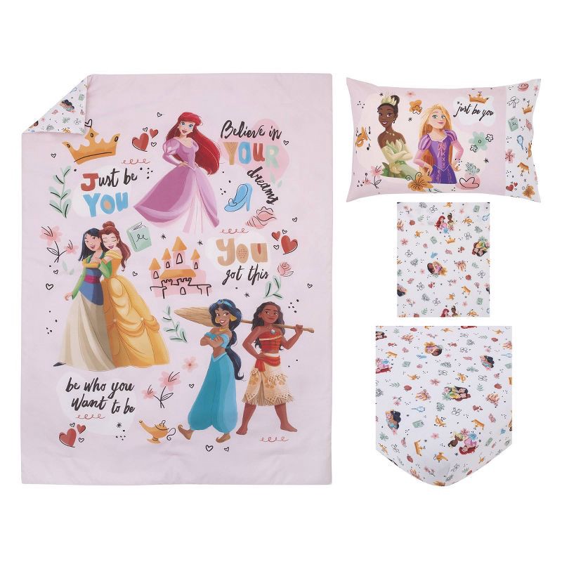 slide 7 of 8, 4pc Toddler Disney Princess Just Be You Bed Set - Pink, 4 ct