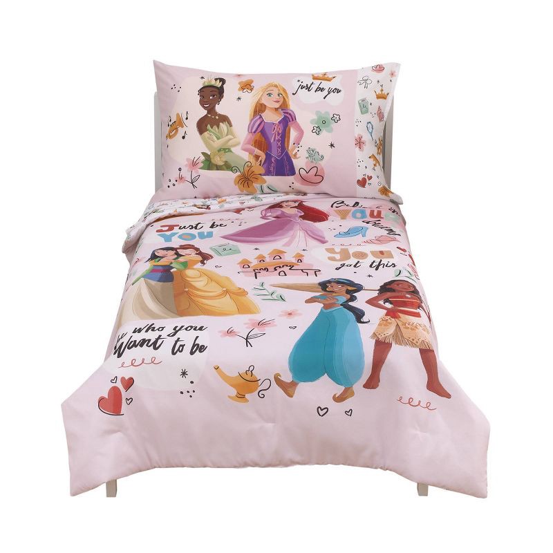 slide 8 of 8, 4pc Toddler Disney Princess Just Be You Bed Set - Pink, 4 ct